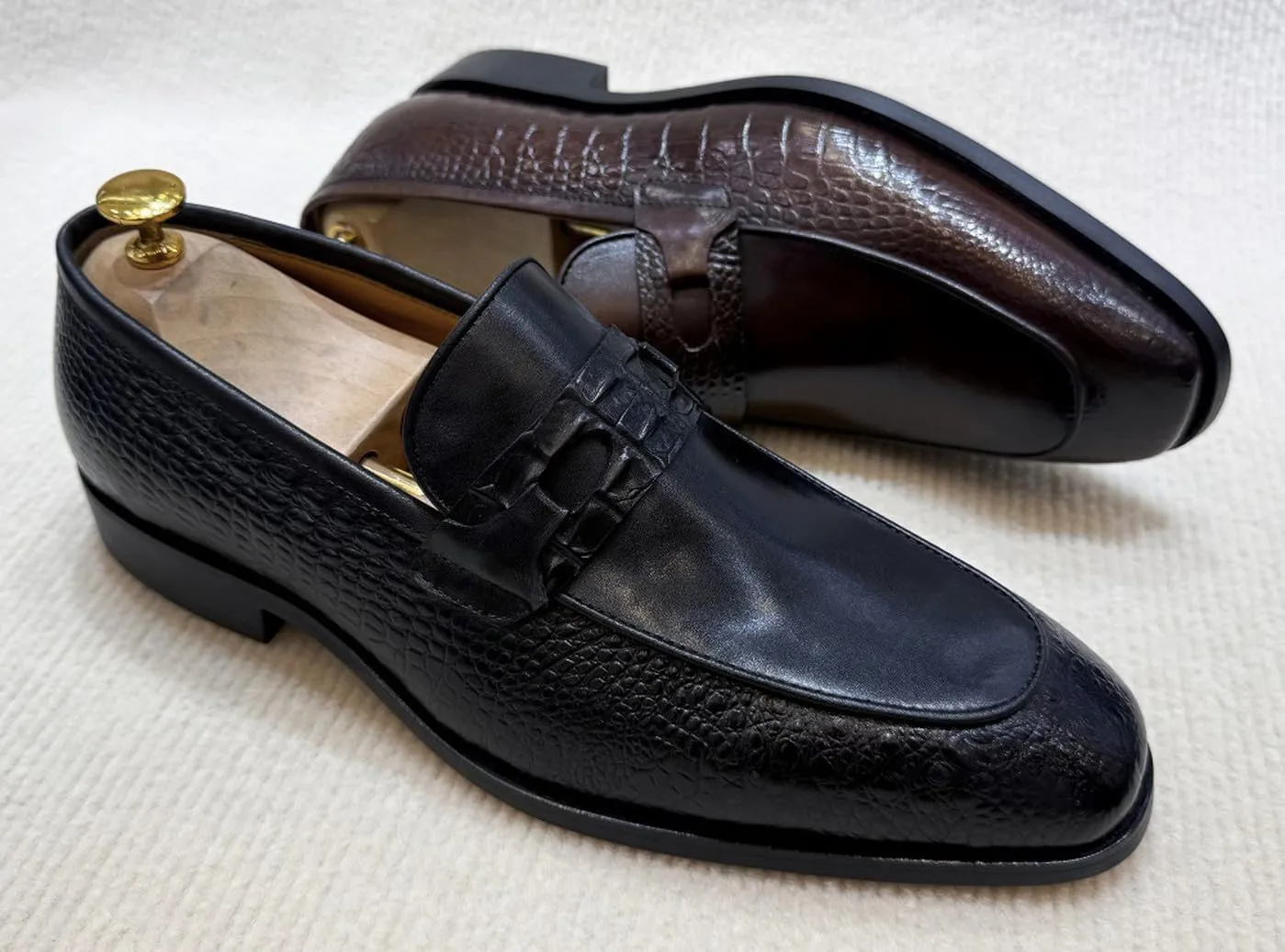Santimon Men??s Slip-On Formal Dress Shoes - Luxury Leather Penny Loafers - Business Casual Comfort Mocasines for Office & Wedding