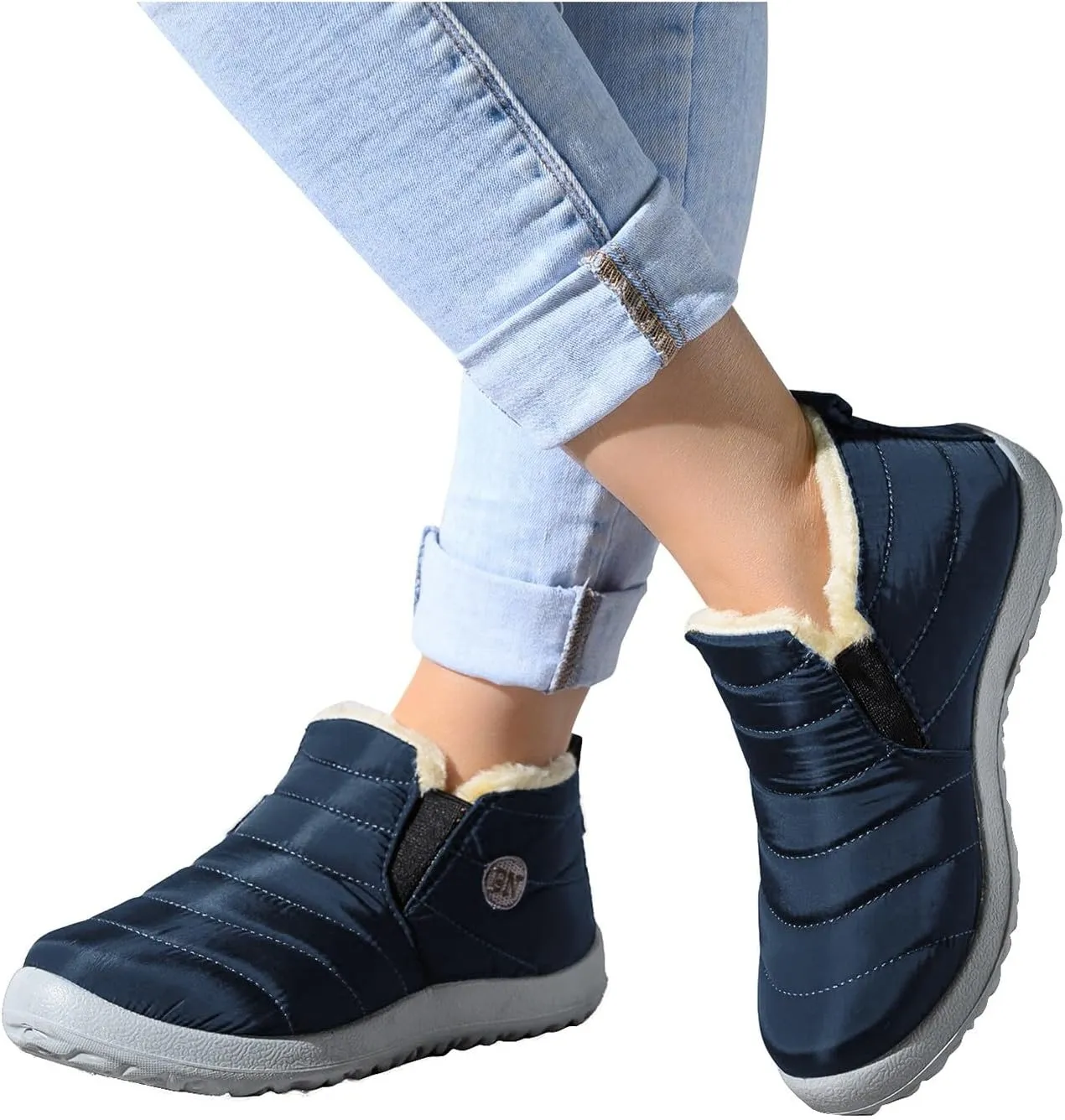 SBGMoSJ Waterproof Winter Boots Women Orthotic Womens Winter Boots Wide Ankle Womens Winter Booties with Fur Womens Waterproof Ankle Boots for Walking Boots for Women Winter