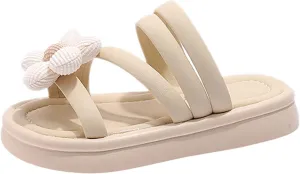 sfdgfhyf Toddler Girls Comfortable Shoes Summer Girls Outdoor Slippers 3d Flowers Decorated Open Toe Sandals Beach Shoes