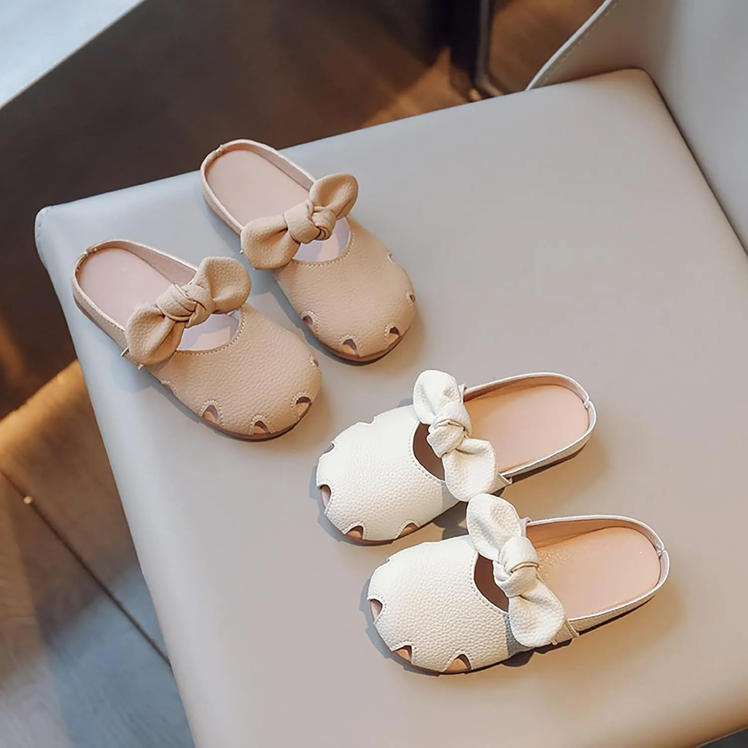 sfdgfhyf Toddler Girls Fashion Shoes Children Girls Slippers Closed Toe Open Heel Outer Wear Slippers Small Girls Soft