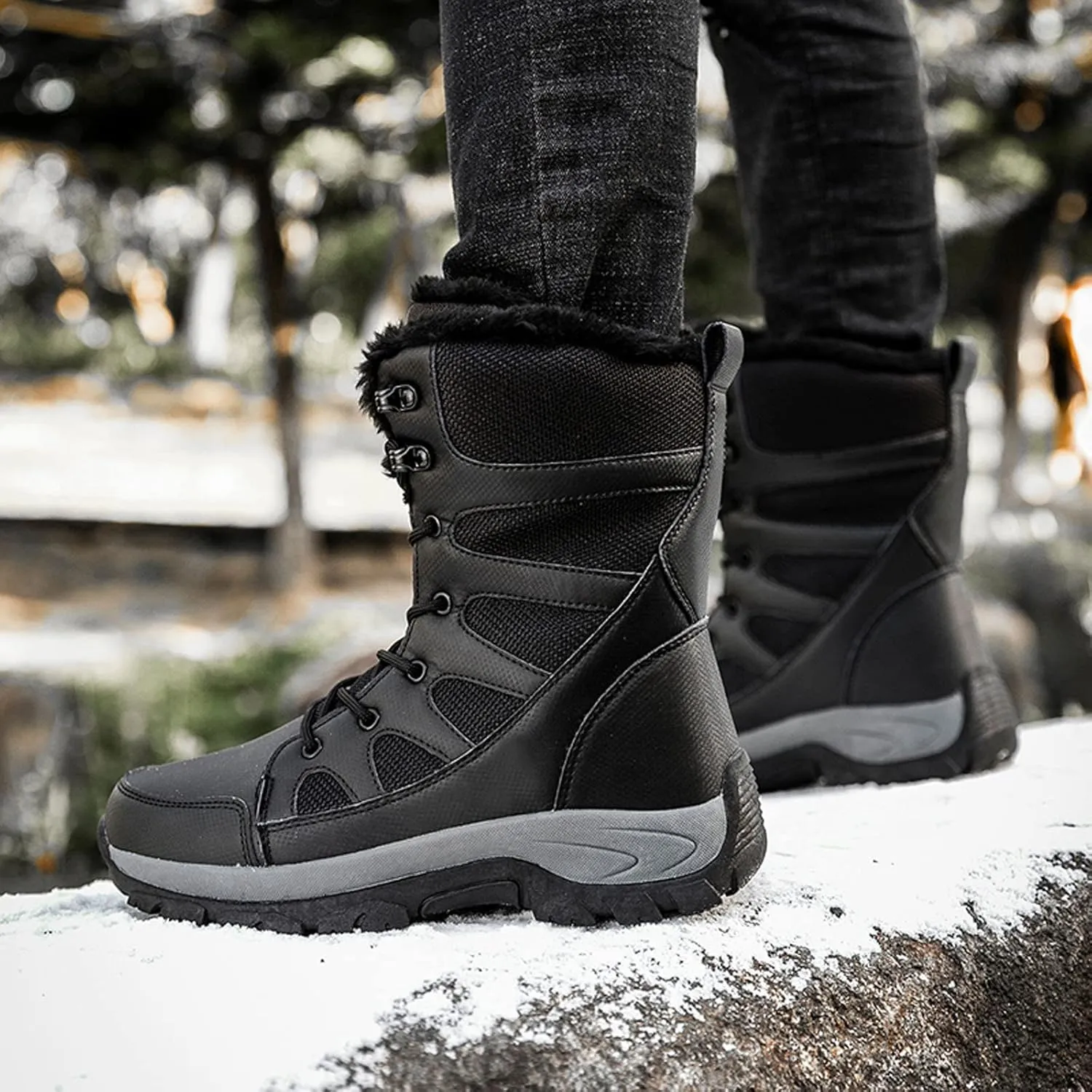 Short Winter Boots Extra Wide for Women Waterproof Snow All Black Snow Boots for Women Womens Snow Boot Womens Leather Duck Boots Waterproof Insulated Womens Insulated Waterproof Boots