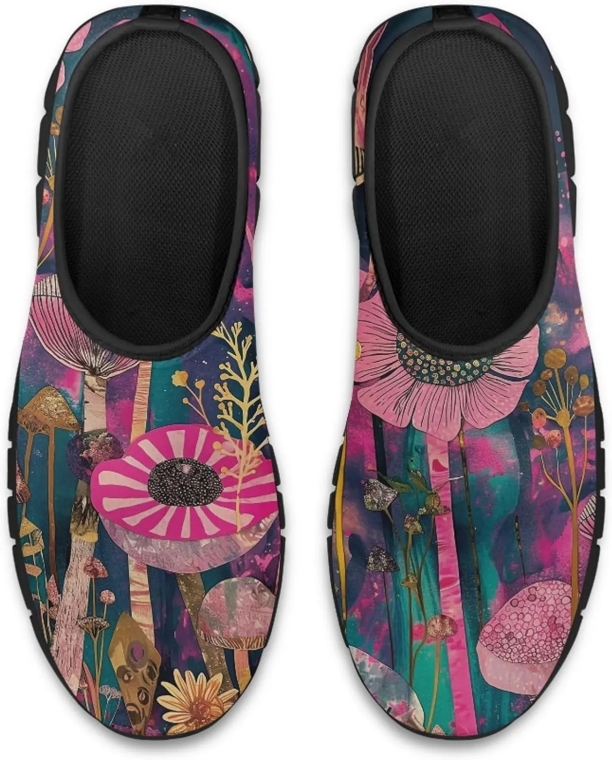 Slip on Loafers for Women Hippie Retro Floral Design Breathable Walking Sneakers Sport Shoes Anti-Slip Sole