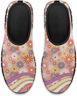 Slip on Loafers for Women Hippie Retro Floral Design Breathable Walking Sneakers Sport Shoes Anti-Slip Sole