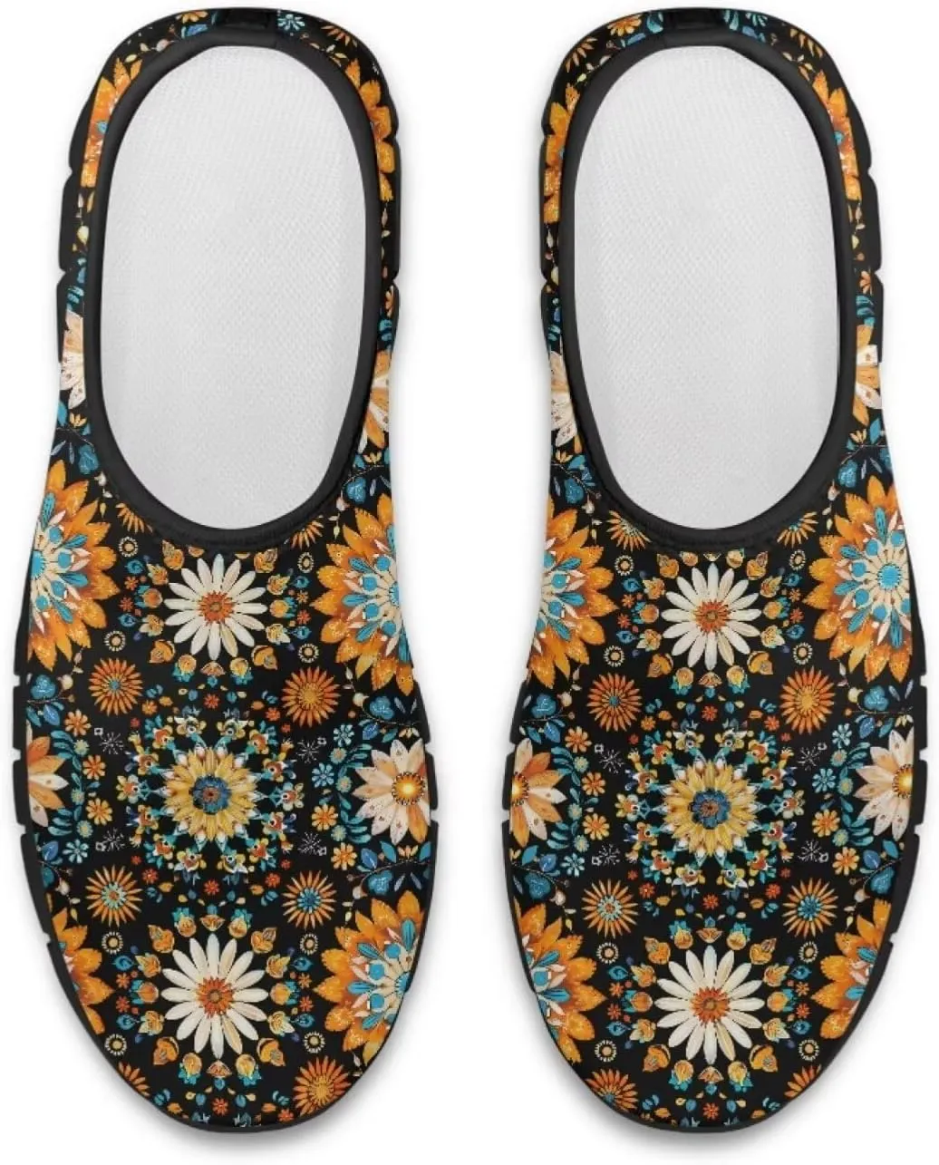 Slip on Loafers for Women Hippie Retro Floral Design Breathable Walking Sneakers Sport Shoes Anti-Slip Sole