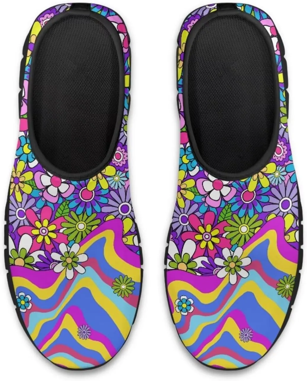 Slip on Loafers for Women Hippie Retro Floral Design Breathable Walking Sneakers Sport Shoes Anti-Slip Sole