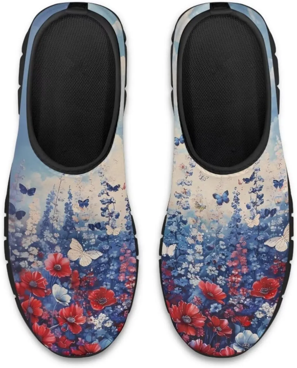 Slip on Loafers for Women Hippie Retro Floral Design Breathable Walking Sneakers Sport Shoes Anti-Slip Sole