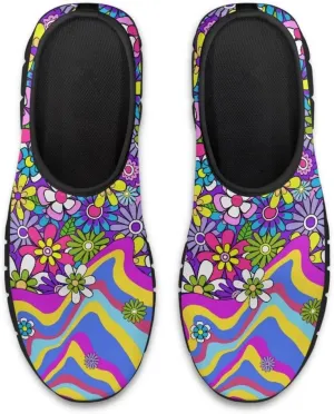 Slip on Loafers for Women Hippie Retro Floral Design Breathable Walking Sneakers Sport Shoes Anti-Slip Sole