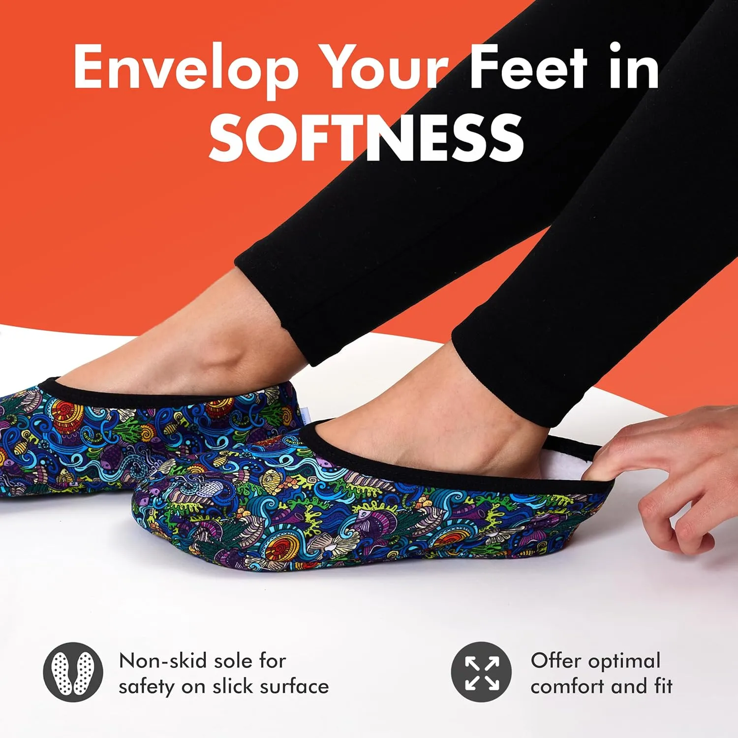 Snoozies Skinnies Womens Slippers, Lightweight and Foldable Slipper Socks with Grips for Women, Indoor Womens House Shoes