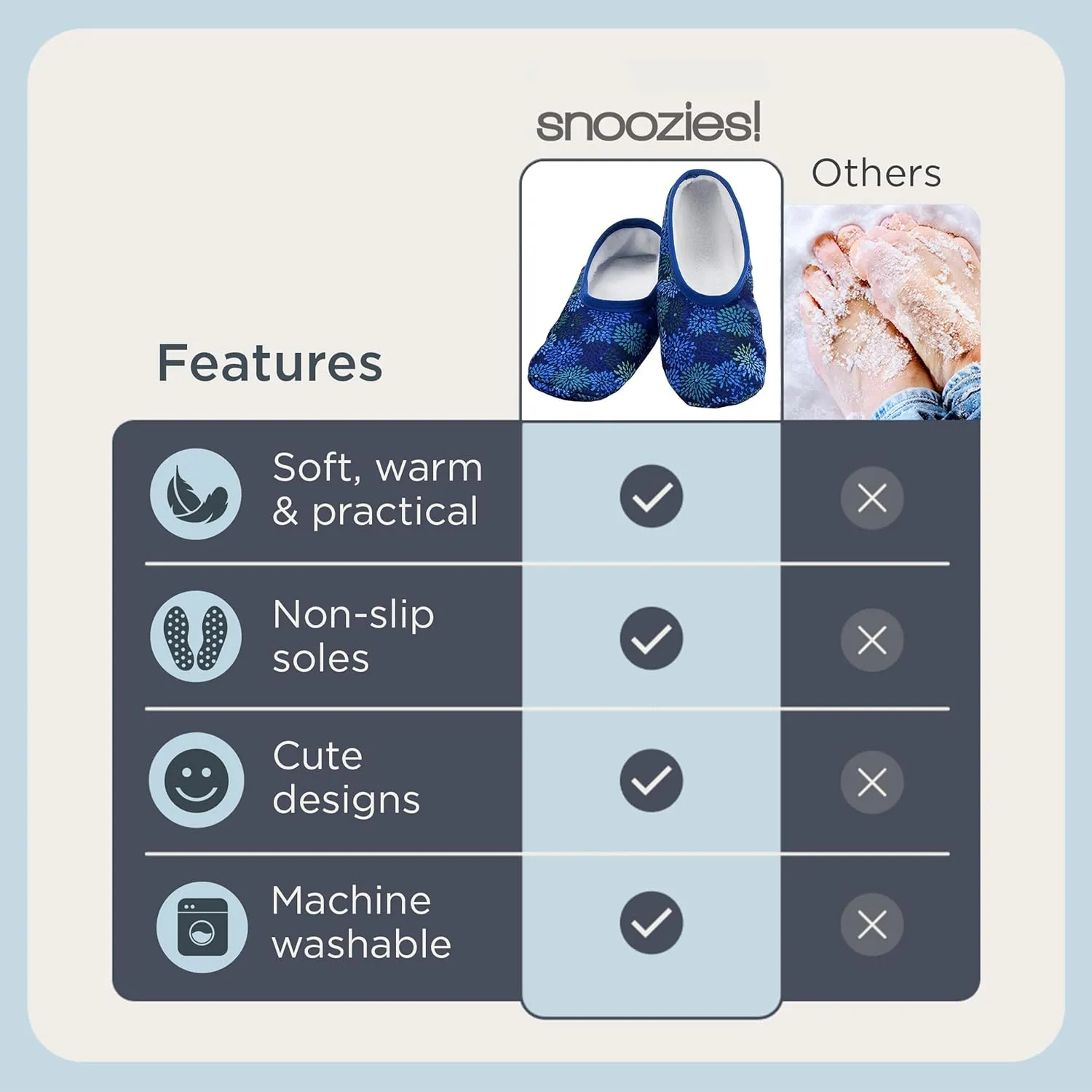 Snoozies Skinnies Womens Slippers, Lightweight and Foldable Slipper Socks with Grips for Women, Indoor Womens House Shoes