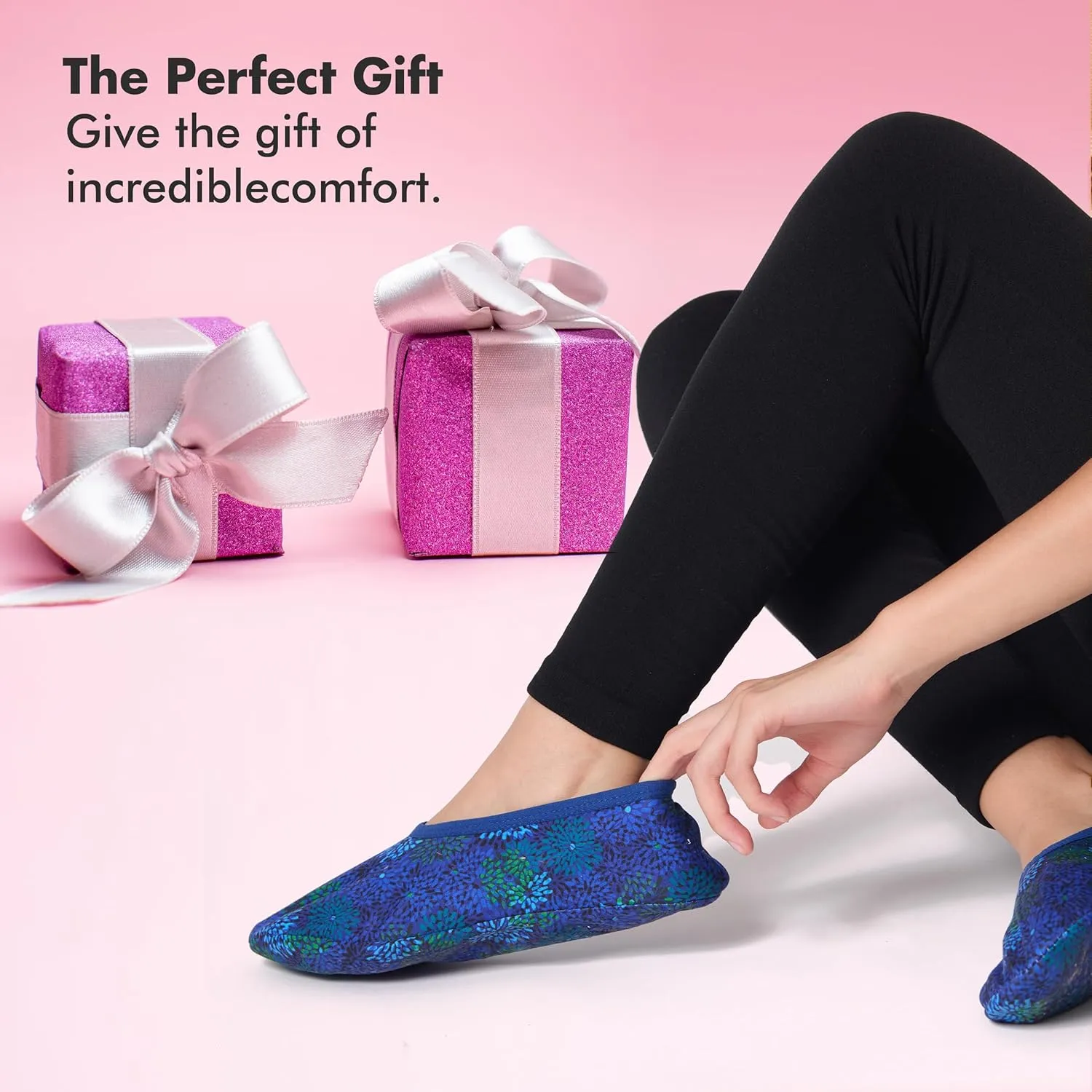 Snoozies Skinnies Womens Slippers, Lightweight and Foldable Slipper Socks with Grips for Women, Indoor Womens House Shoes
