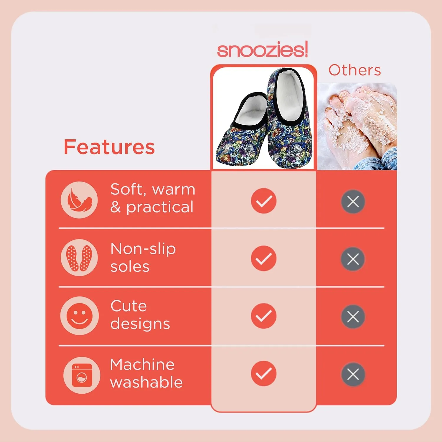 Snoozies Skinnies Womens Slippers, Lightweight and Foldable Slipper Socks with Grips for Women, Indoor Womens House Shoes