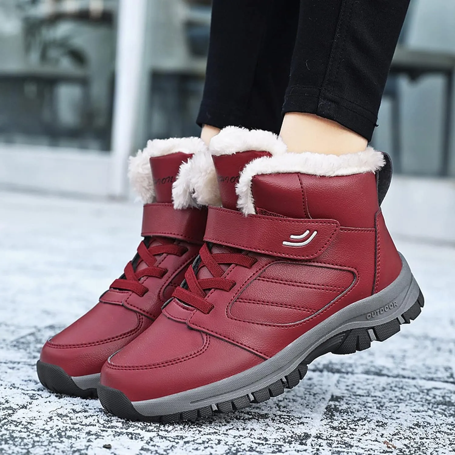 Snow Boots for Women 2023 Womens Snow Boots Waterproof Insulated 9.5 Womens Size 10 1/2 Wide Winter Boots Womens Slip on Walking Snow Shoes Botas De Trabajo Para Nieve