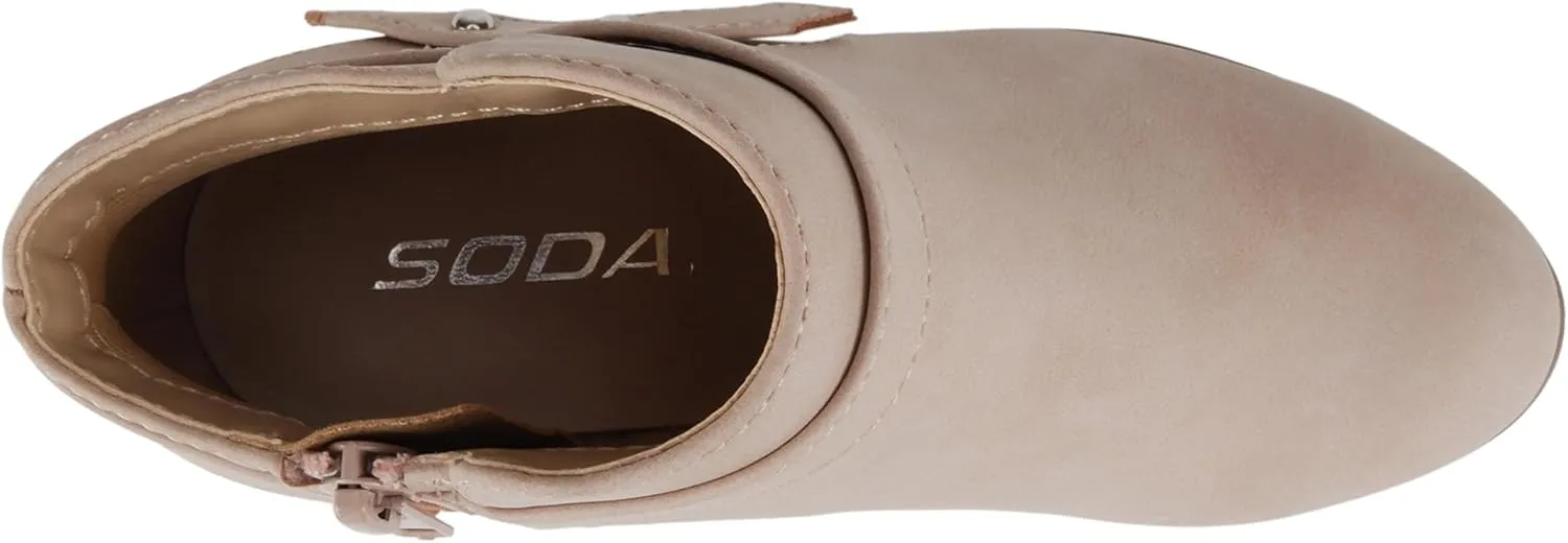 Soda SWEETEN-2 ~ Little Kids/Girls/Childrens Fashion Closed Toe Multi Strap Ankle Bootie Block Heel