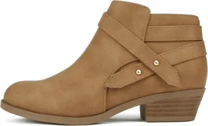Soda SWEETEN-2 ~ Little Kids/Girls/Childrens Fashion Closed Toe Multi Strap Ankle Bootie Block Heel