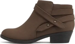 Soda SWEETEN-2 ~ Little Kids/Girls/Childrens Fashion Closed Toe Multi Strap Ankle Bootie Block Heel