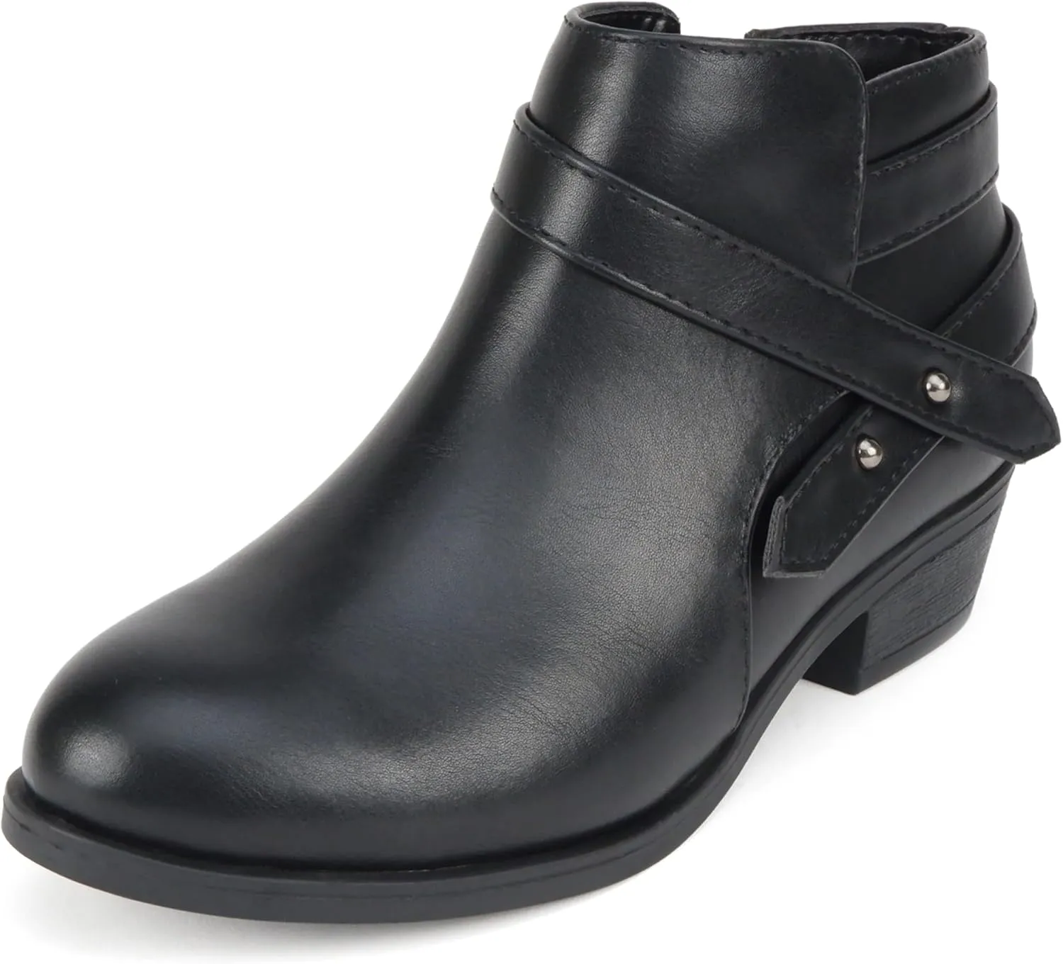 Soda SWEETEN-2 ~ Little Kids/Girls/Childrens Fashion Closed Toe Multi Strap Ankle Bootie Block Heel