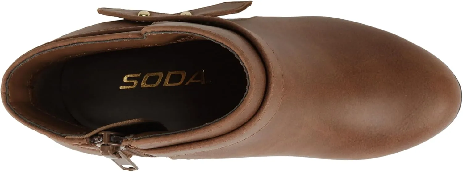 Soda SWEETEN-2 ~ Little Kids/Girls/Childrens Fashion Closed Toe Multi Strap Ankle Bootie Block Heel
