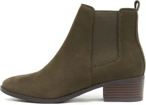 Soda TEAPOT ~ WOMEN STACK LOW BLOCK HEEL CHELSEA FASHION ANKLE BOOTIE W/DOUBLE ELASTIC GORE