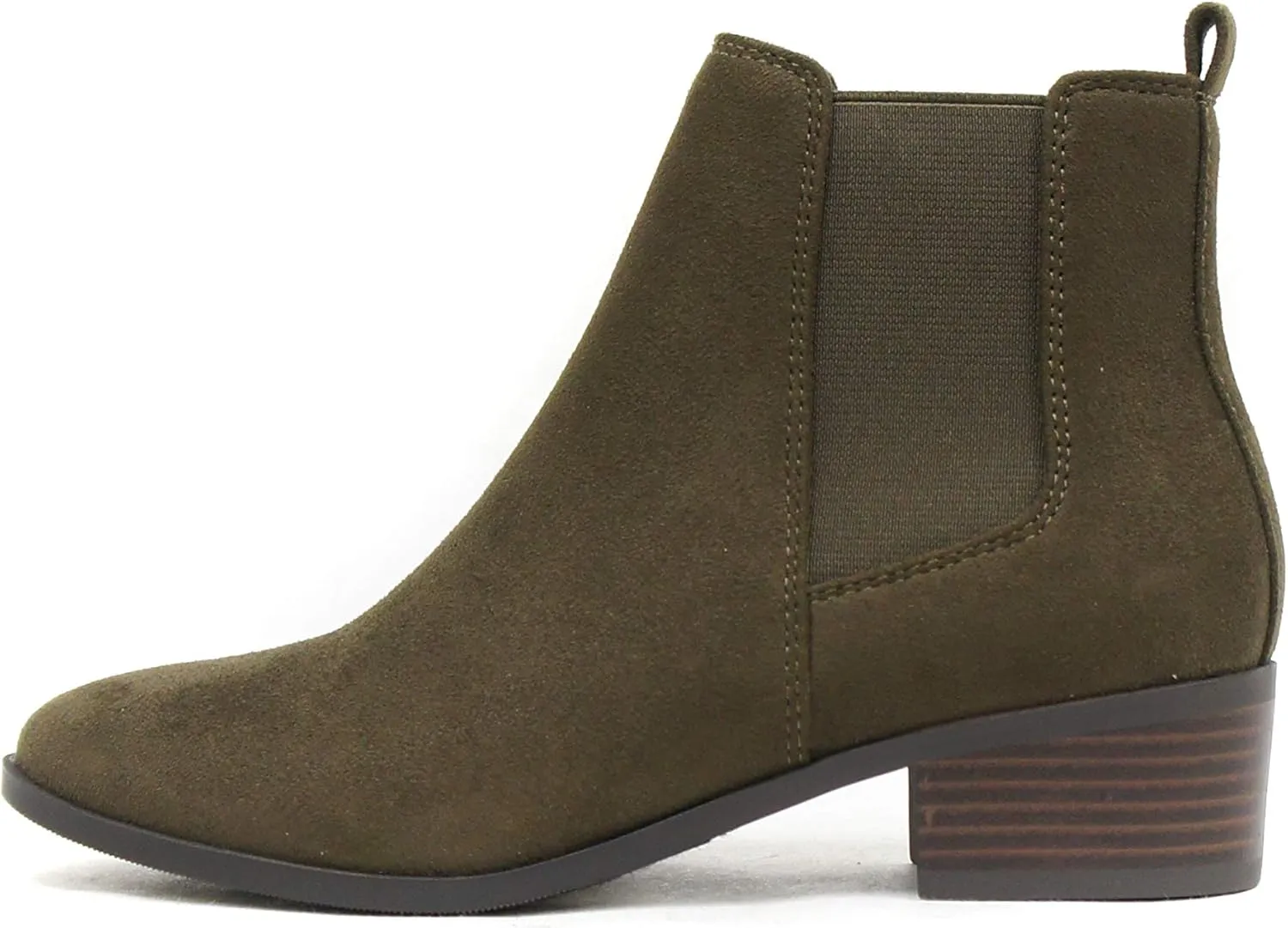 Soda TEAPOT ~ WOMEN STACK LOW BLOCK HEEL CHELSEA FASHION ANKLE BOOTIE W/DOUBLE ELASTIC GORE