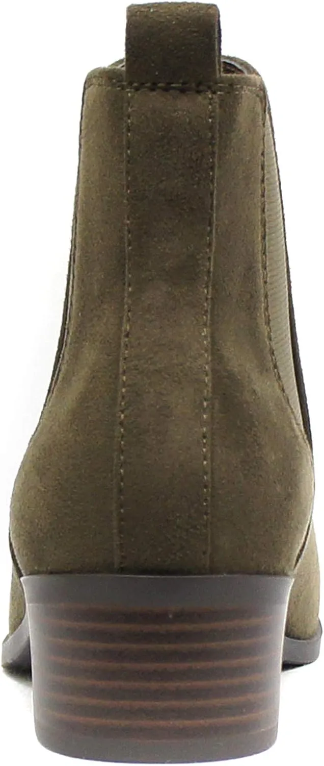 Soda TEAPOT ~ WOMEN STACK LOW BLOCK HEEL CHELSEA FASHION ANKLE BOOTIE W/DOUBLE ELASTIC GORE