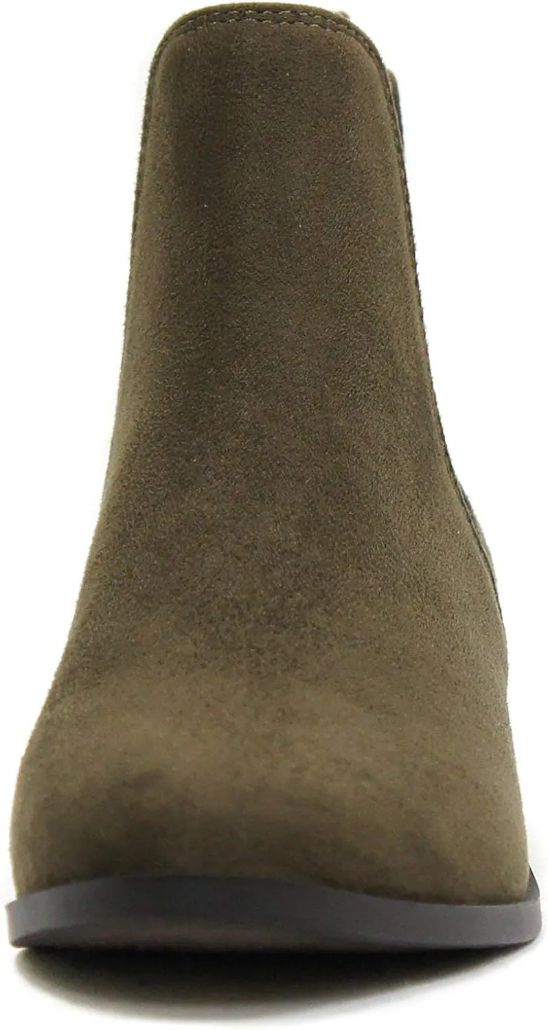 Soda TEAPOT ~ WOMEN STACK LOW BLOCK HEEL CHELSEA FASHION ANKLE BOOTIE W/DOUBLE ELASTIC GORE