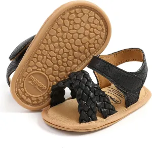 SOFMUO Baby Girls Boys Sparkly Bowknot Sandals Premium Soft Anti-Slip Rubber Sole Infant Summer Outdoor Shoes Toddler First Walkers