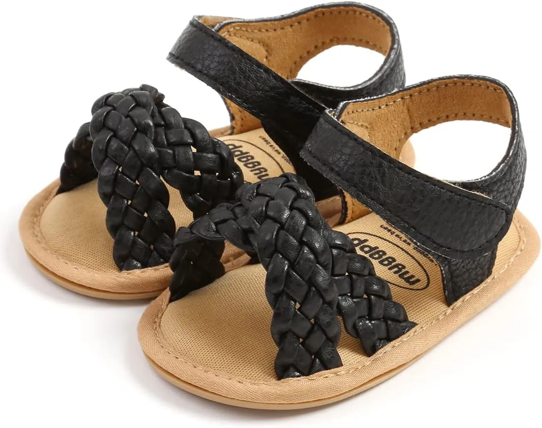 SOFMUO Baby Girls Boys Sparkly Bowknot Sandals Premium Soft Anti-Slip Rubber Sole Infant Summer Outdoor Shoes Toddler First Walkers