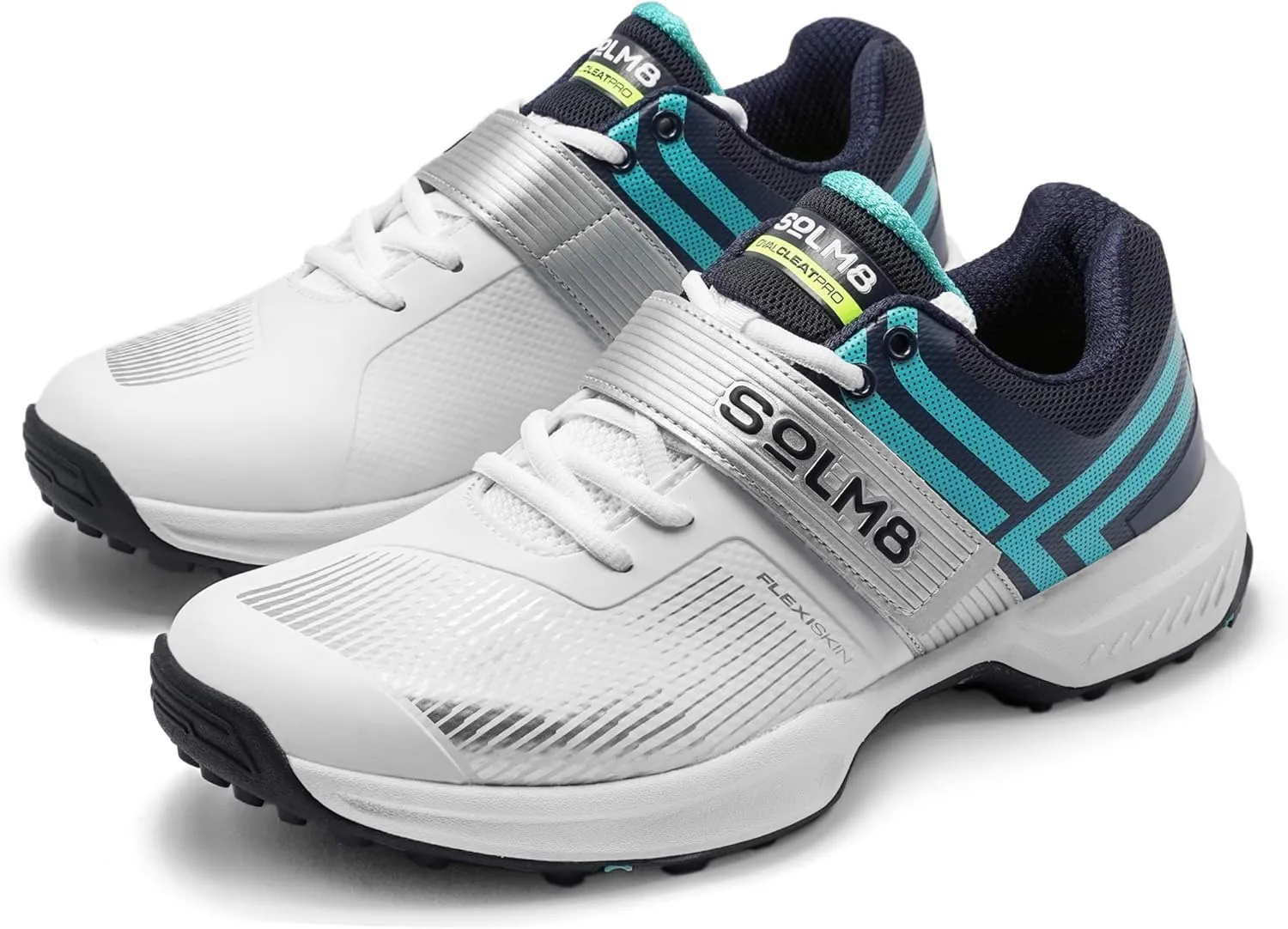 SOLM8 S8 Cricket Shoes - Rubber Spikes Professional Cleats for Outdoor Turf and Field Sports Gel Cushioned Insole