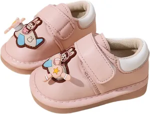 Squeaky Casual Cartoon Anti-Slip Rubber Sole Toddler First Walkers Shoes for Boys Girls??Khaki/Beige/Pink,Sole Length 11.5-13.5cm??