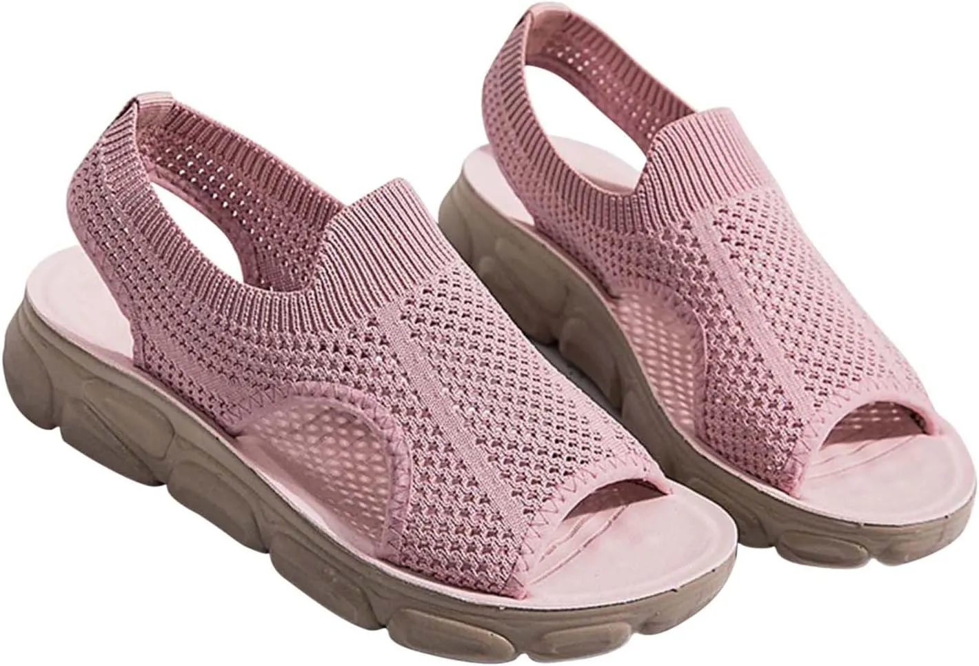 Summer Sandals for Women Hollow Out Breathable Casual Shoes Cushioned Footbed Arch-Support Outdoor Sandal