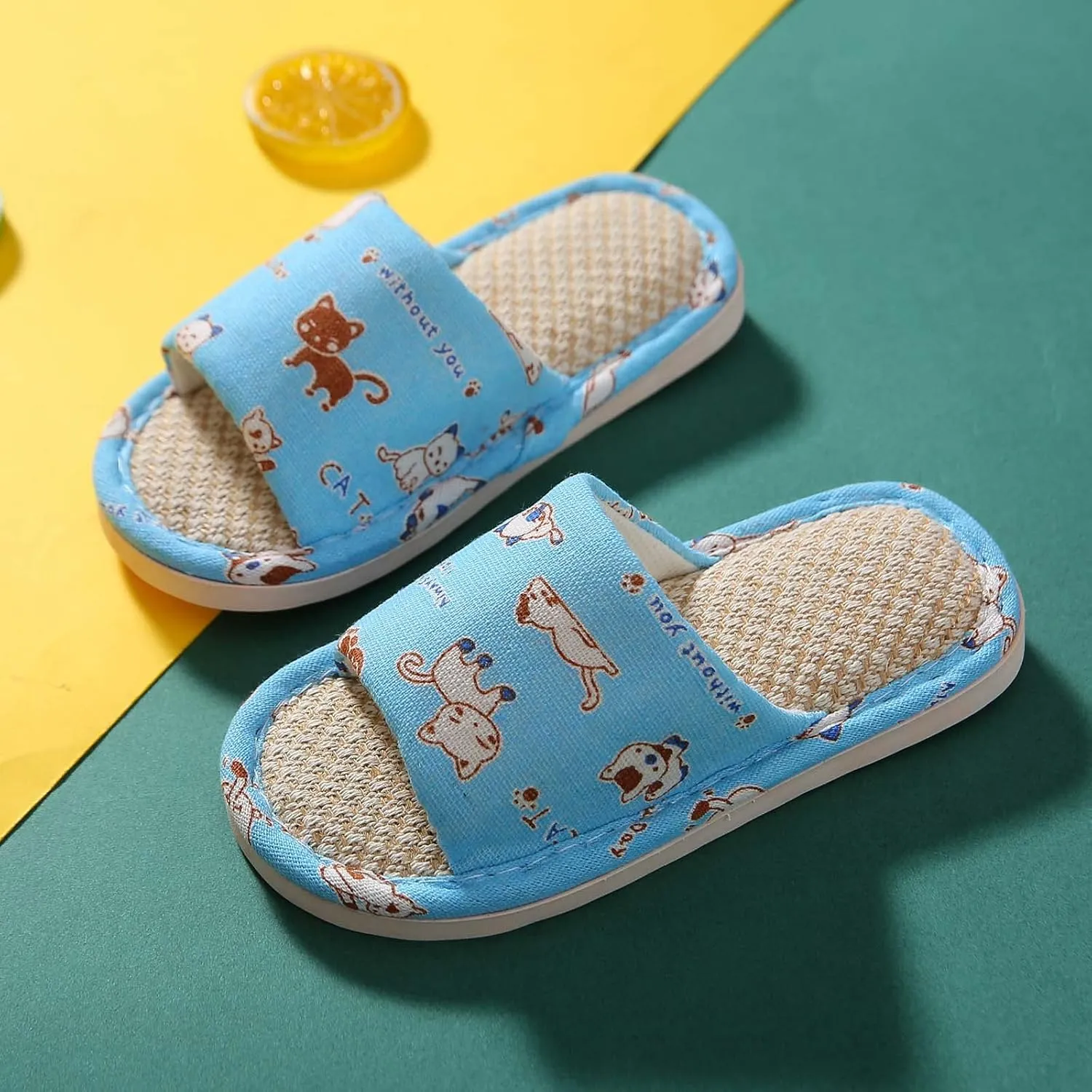 Toddler House Slippers For Boys Open Toe Cotton Linen Comfort Slip On Indoor Home Boys Girls Comfortable Slippers