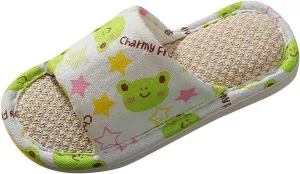 Toddler House Slippers For Boys Open Toe Cotton Linen Comfort Slip On Indoor Home Boys Girls Comfortable Slippers