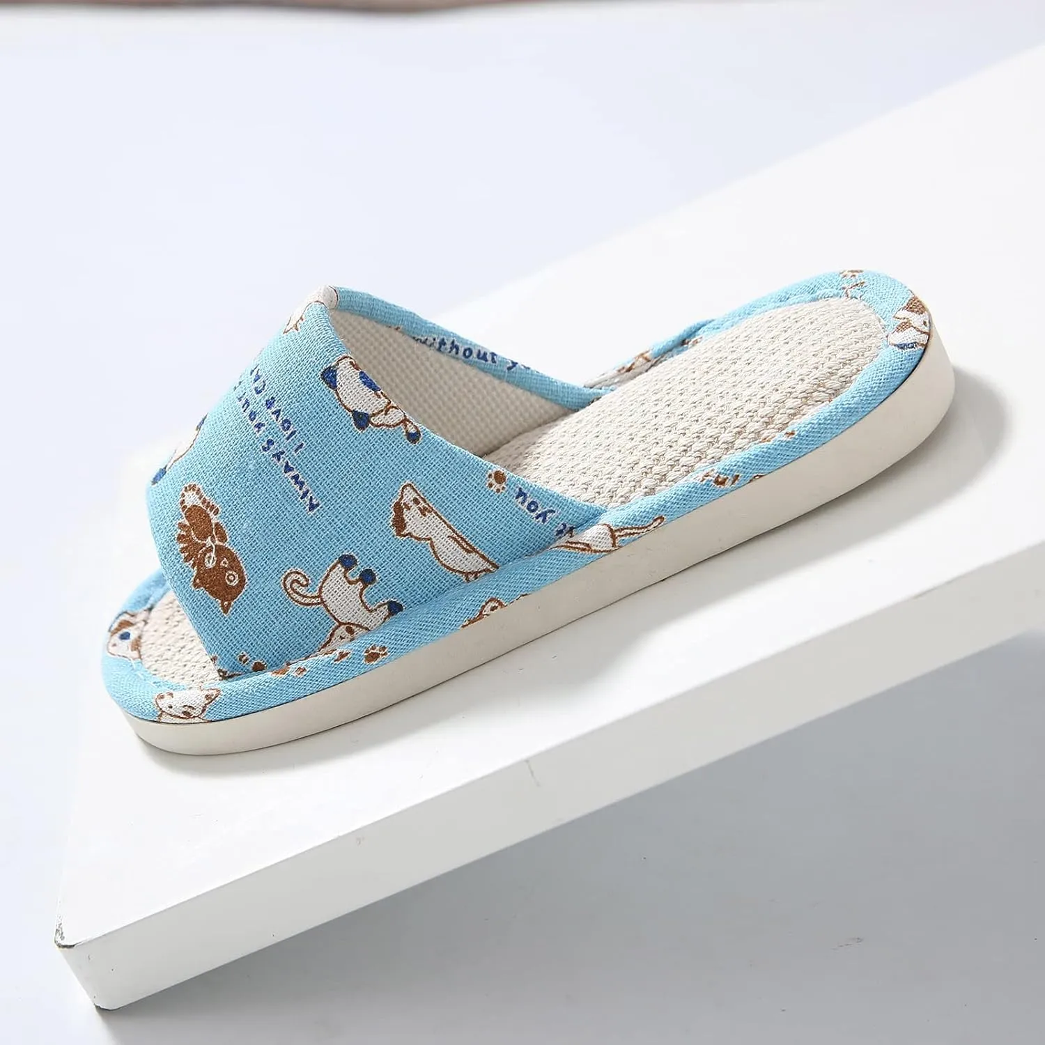 Toddler House Slippers For Boys Open Toe Cotton Linen Comfort Slip On Indoor Home Boys Girls Comfortable Slippers