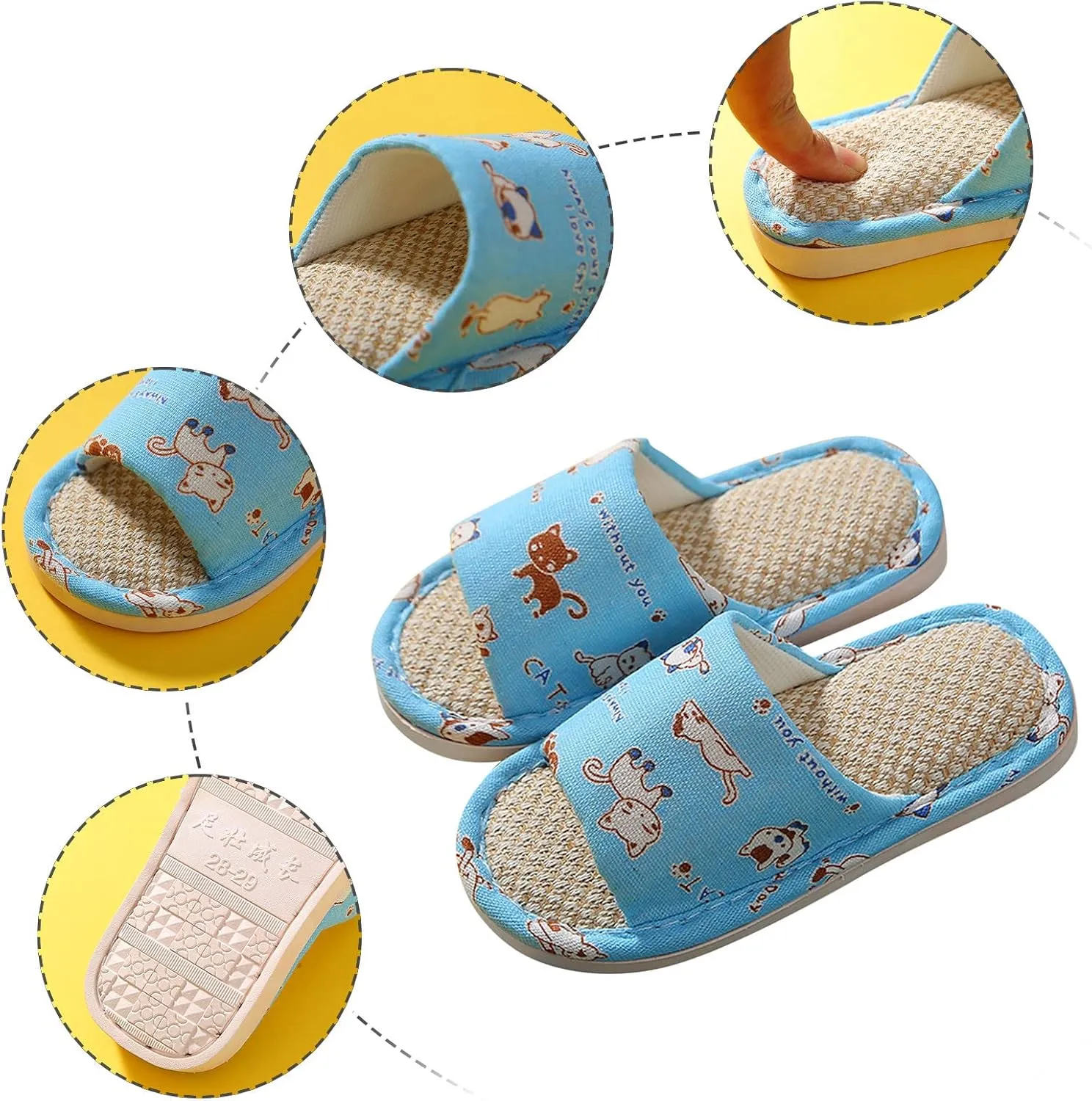 Toddler House Slippers For Boys Open Toe Cotton Linen Comfort Slip On Indoor Home Boys Girls Comfortable Slippers