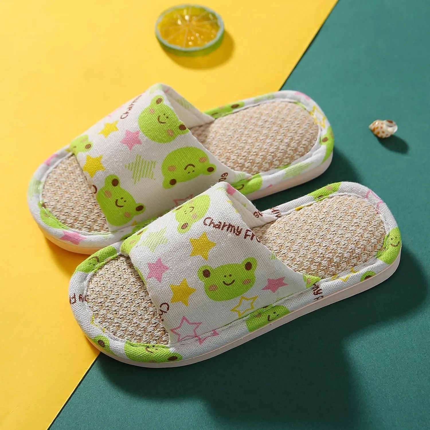 Toddler House Slippers For Boys Open Toe Cotton Linen Comfort Slip On Indoor Home Boys Girls Comfortable Slippers