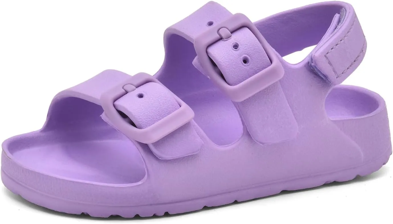 Toddler Unisex Adjustable Buckle Sandals ?C Comfortable Open Toe Beach & Pool Shoes for Boys & Girls with Back Strap