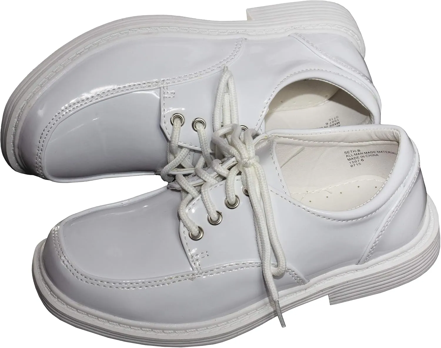 Tuxgear Boys White Patent Leather Formal Lace Up Tuxedo Shoes