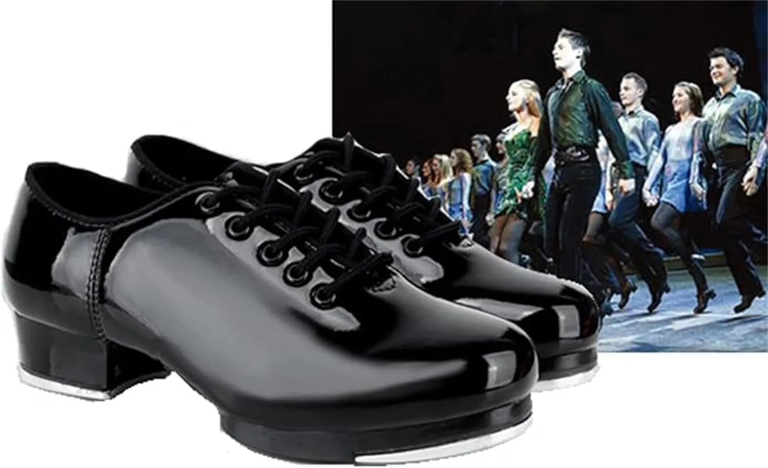 Unisex Kids Youth Boys Girls Black Tap Dance Shoes Lace-Up Heels Split Sole Jazz Dancing Shoes