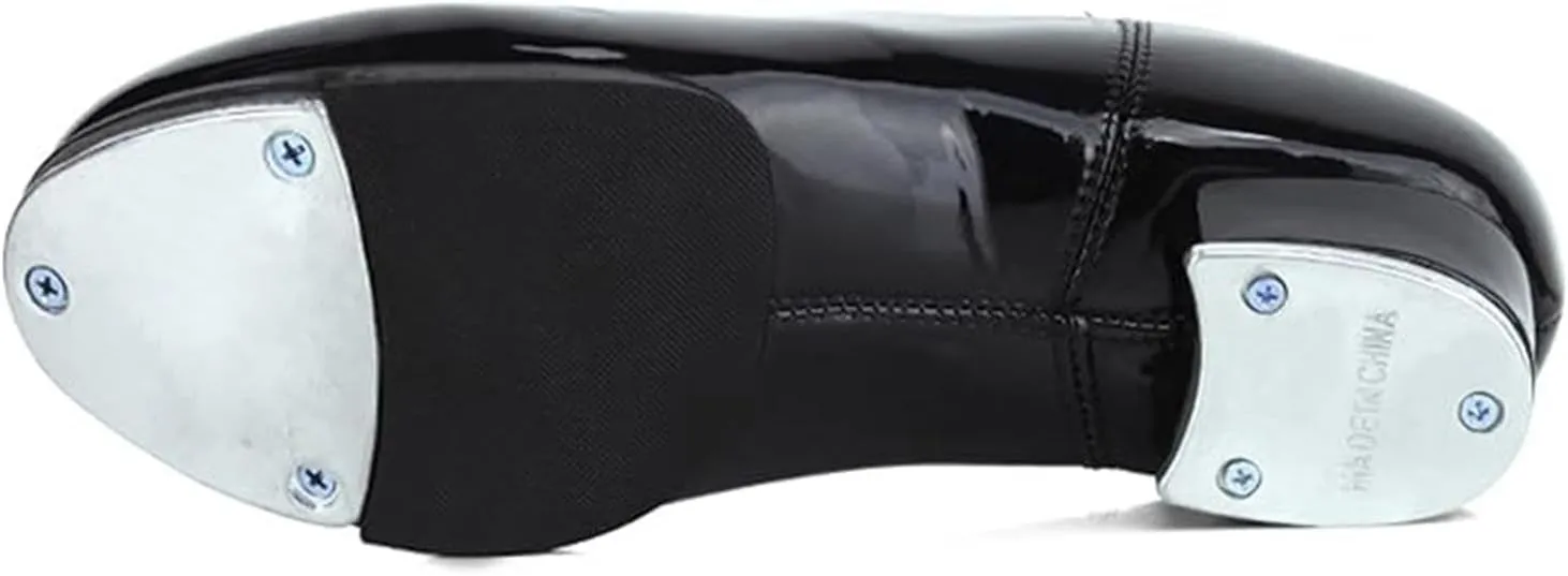 Unisex Kids Youth Boys Girls Black Tap Dance Shoes Lace-Up Heels Split Sole Jazz Dancing Shoes