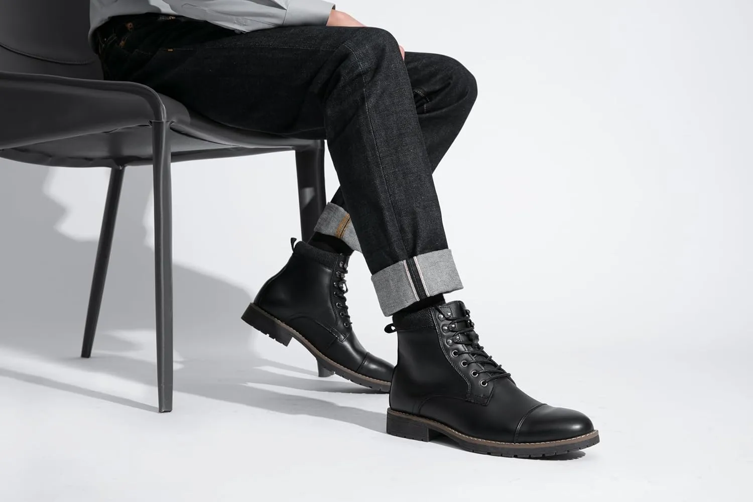 Vostey Mens Boots Motorcycle Casual Boots For Men Zipper Fashion Chukka Boot Mens