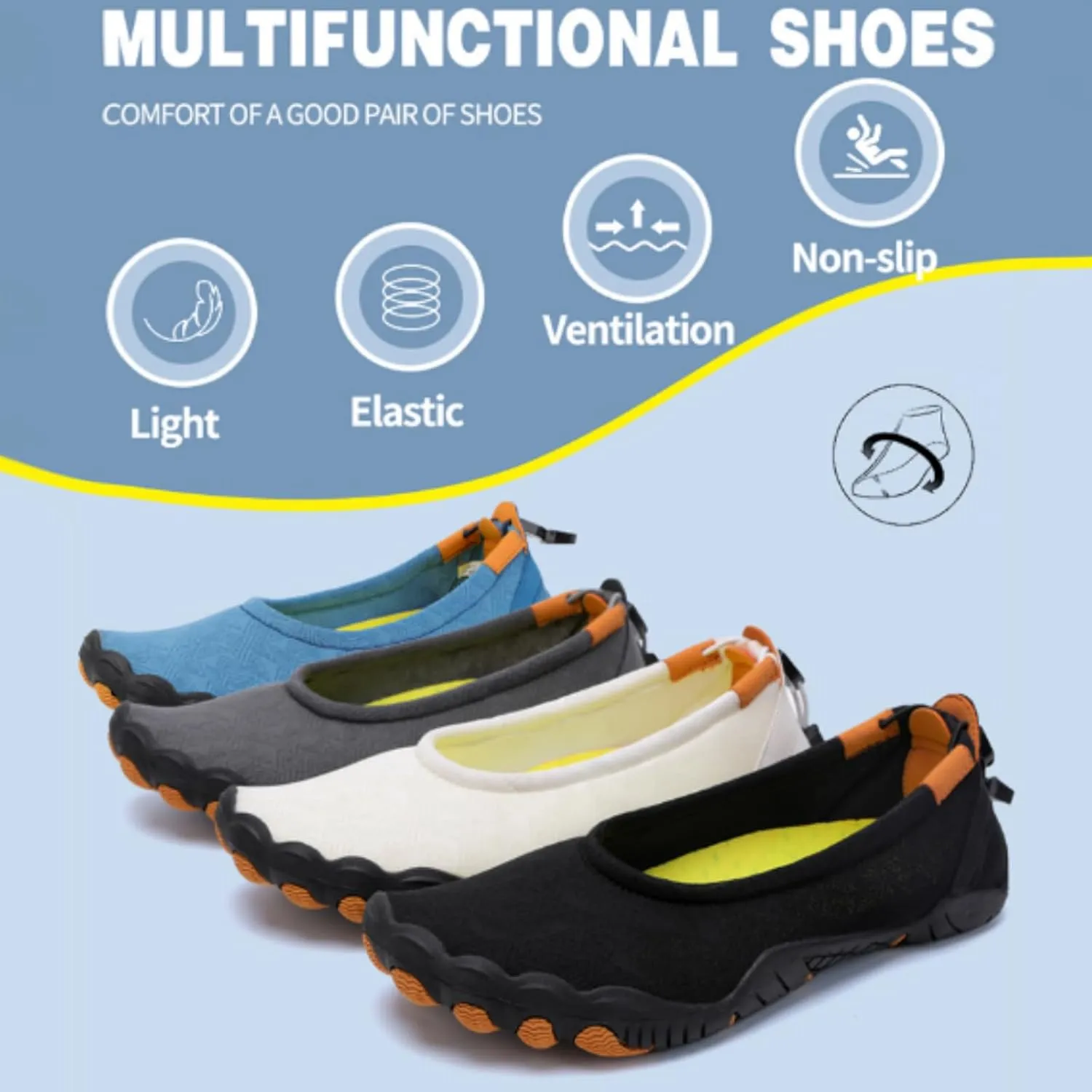 Water Shoes, Multi-Purpose Aqua Socks for Men & Women, Barefoot Beach Swim Surf Yoga Shoes with Drainage Holes & Non-Slip Outsole