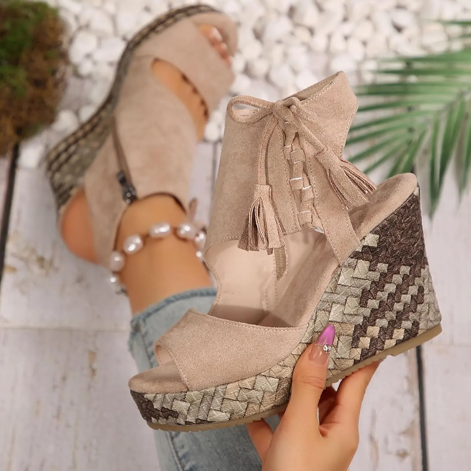 Wedge Sandals for Women 2025 Fishmouth Open Toe Shoes High Wedge Heel Side Zipper Slingback Ankle Strapy Beach Summer Footwear Arch Support Orthopedic Platform Sandals