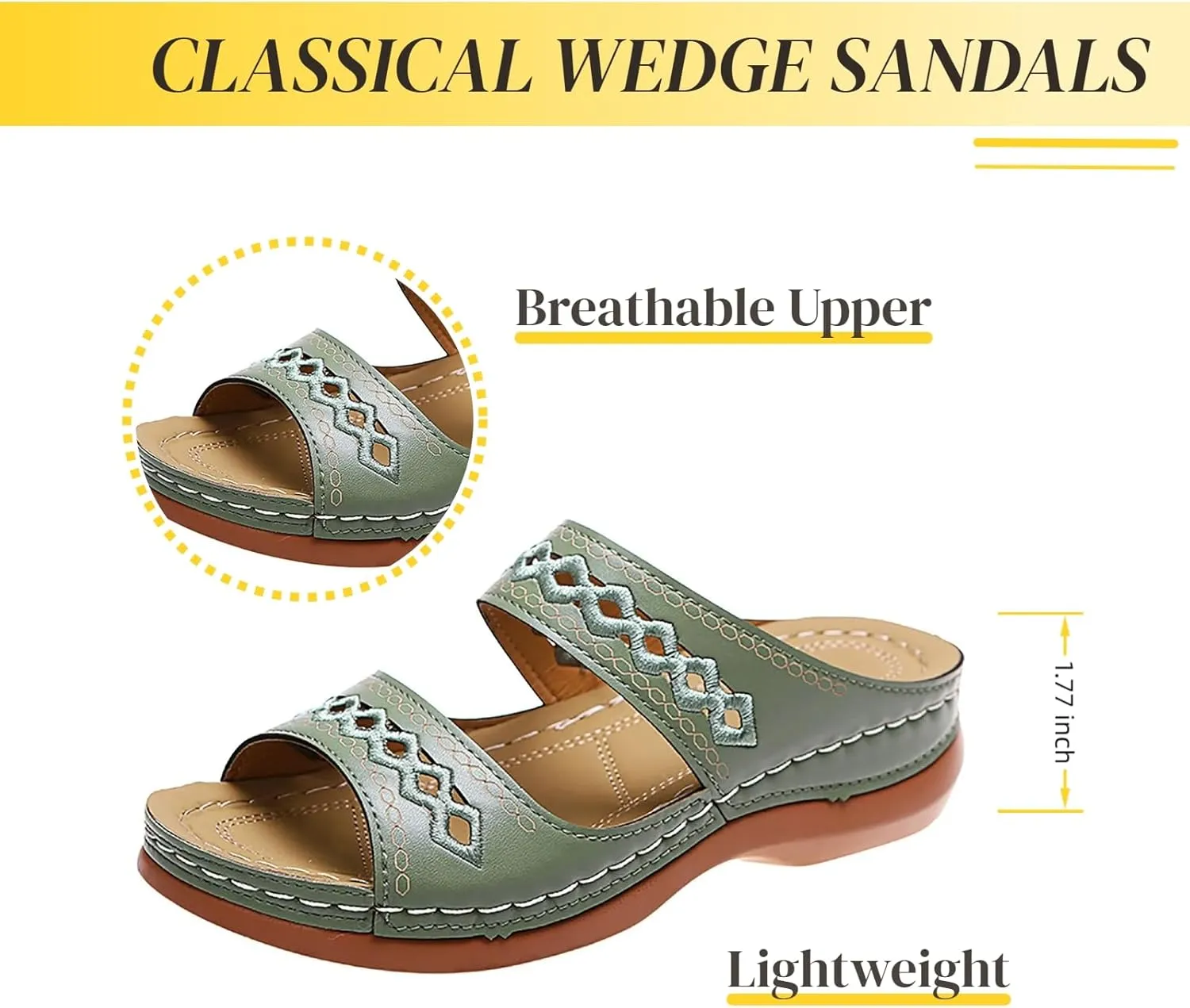Wedge Sandals for Women Dressy Orthopedic Open Toe Casual Slip on Beach Outdoor Shoes Womens Sandals Comfortable