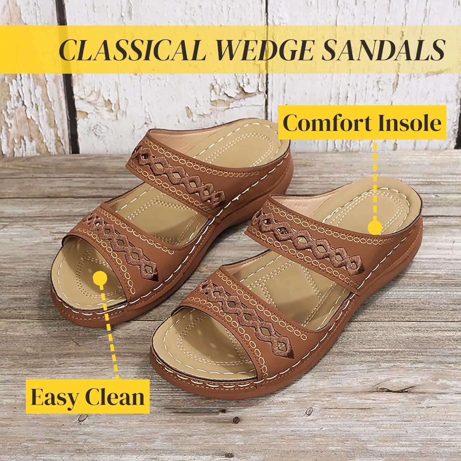 Wedge Sandals for Women Dressy Orthopedic Open Toe Casual Slip on Beach Outdoor Shoes Womens Sandals Comfortable