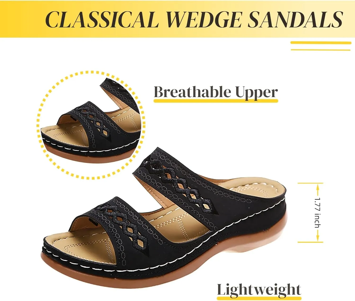Wedge Sandals for Women Dressy Orthopedic Open Toe Casual Slip on Beach Outdoor Shoes Womens Sandals Comfortable