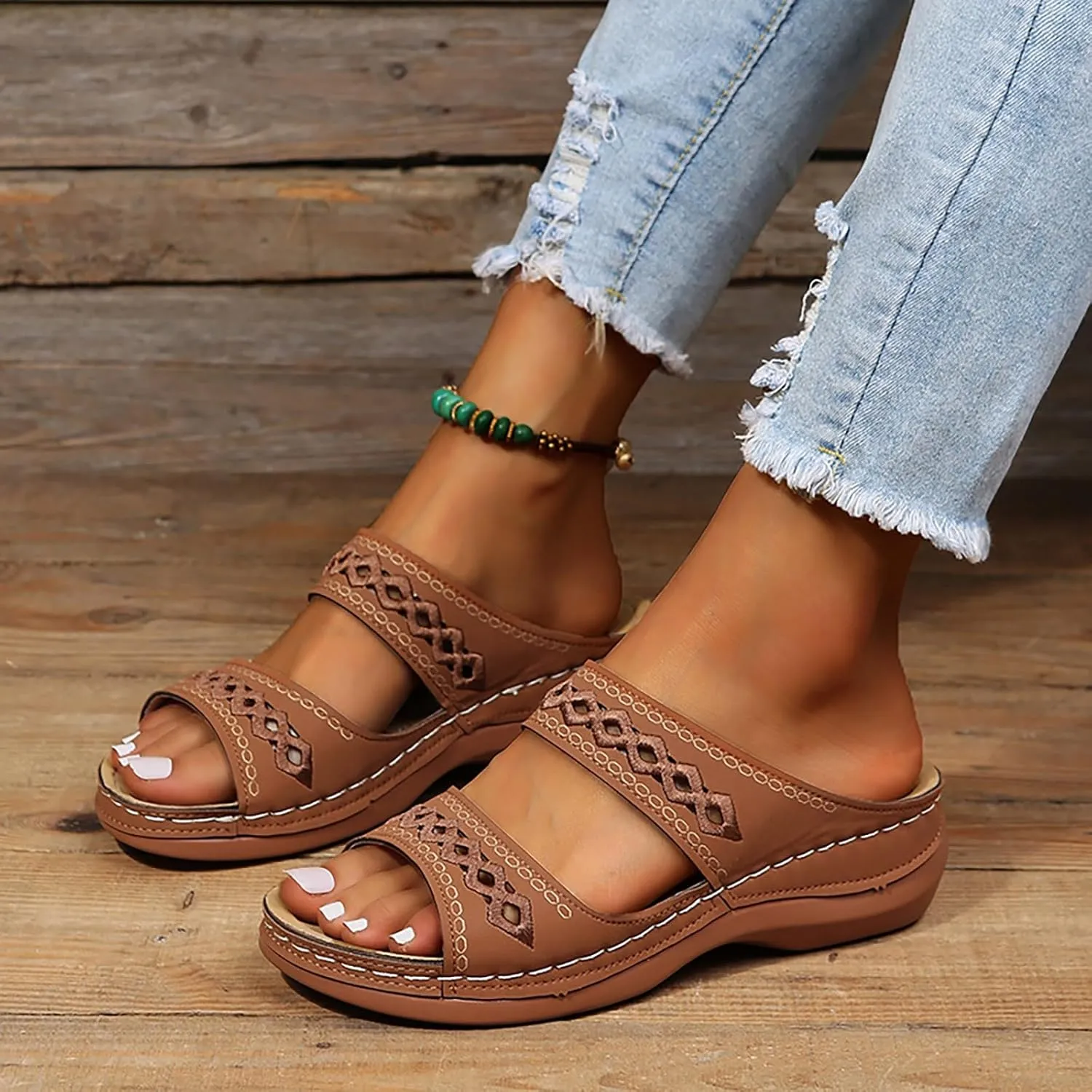 Wedge Sandals for Women Dressy Orthopedic Open Toe Casual Slip on Beach Outdoor Shoes Womens Sandals Comfortable