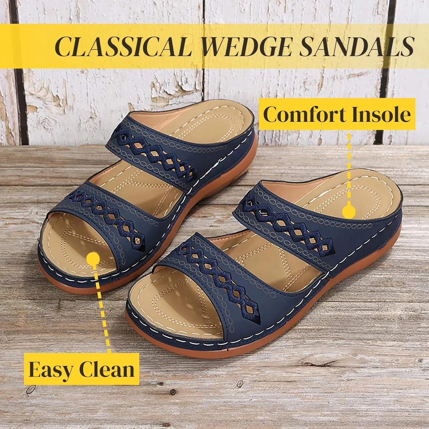 Wedge Sandals for Women Dressy Orthopedic Open Toe Casual Slip on Beach Outdoor Shoes Womens Sandals Comfortable