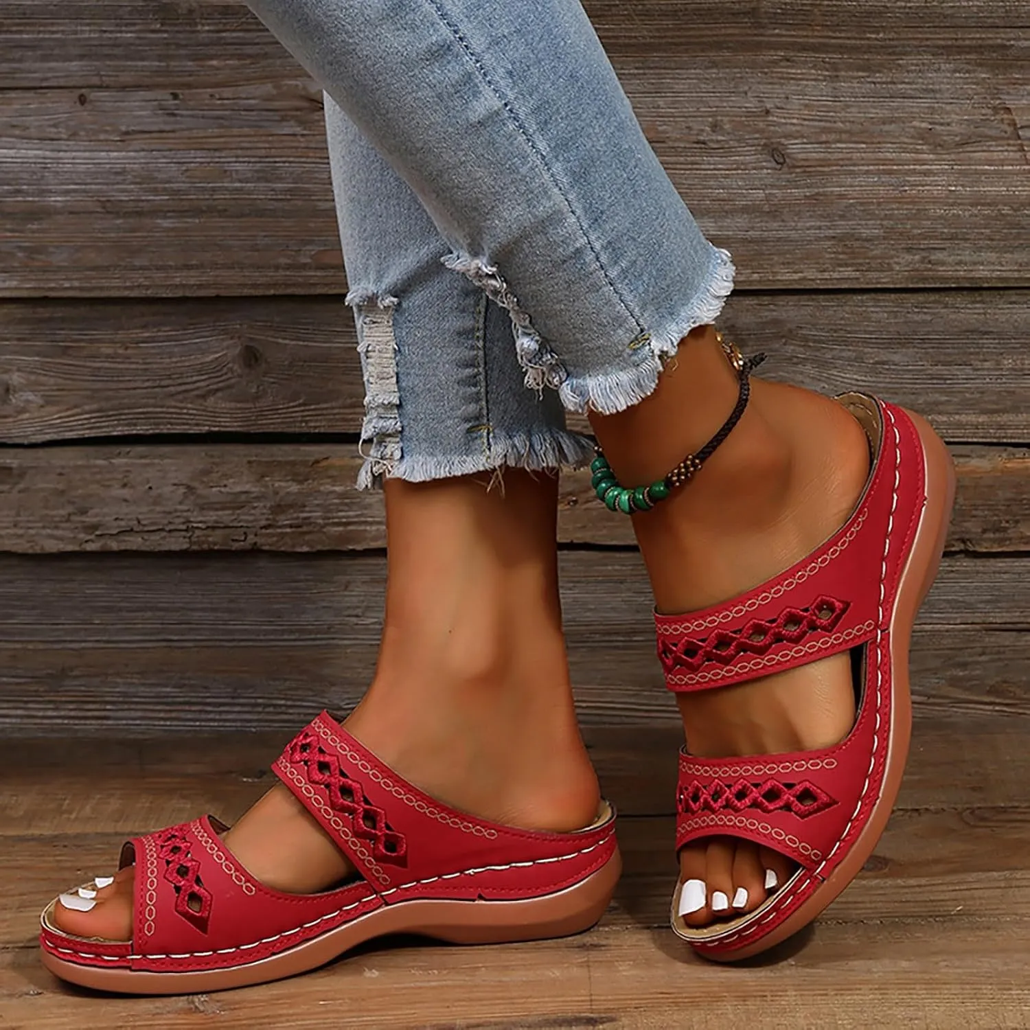 Wedge Sandals for Women Dressy Orthopedic Open Toe Casual Slip on Beach Outdoor Shoes Womens Sandals Comfortable