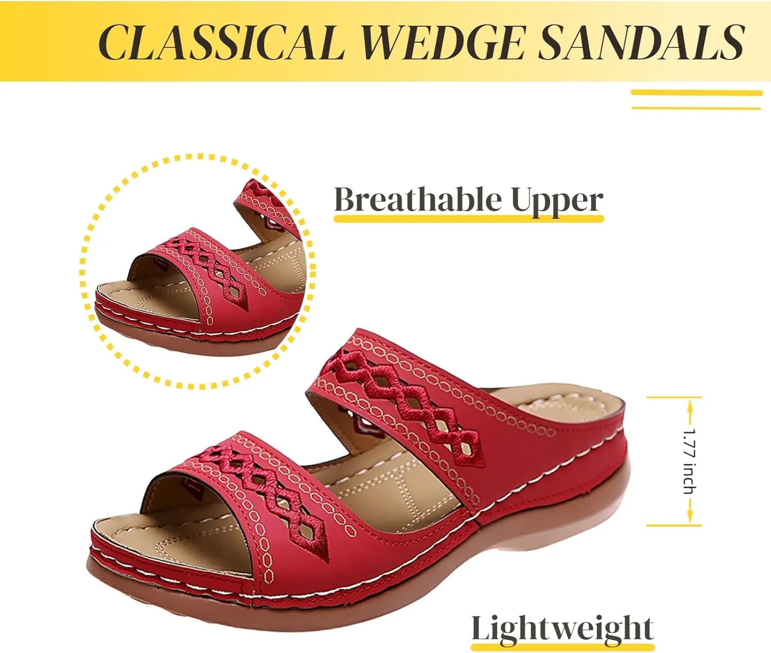 Wedge Sandals for Women Dressy Orthopedic Open Toe Casual Slip on Beach Outdoor Shoes Womens Sandals Comfortable