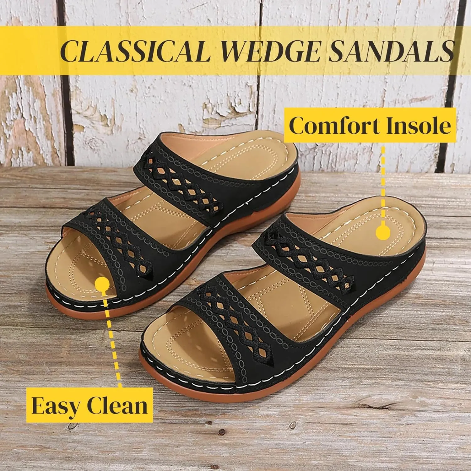 Wedge Sandals for Women Dressy Orthopedic Open Toe Casual Slip on Beach Outdoor Shoes Womens Sandals Comfortable